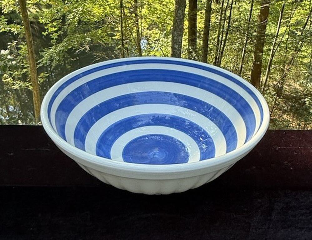 Lovely LA Primula Pasta Bowl White With Blue Stripes ITALY